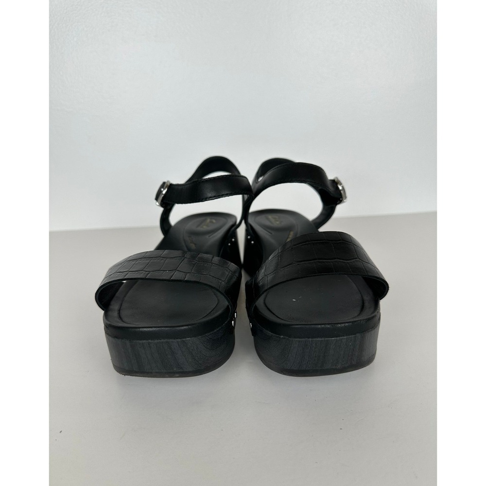 Clarks Signature Black Leather Platform Sandals Block Heel Sz 8M Y2K Ankle Strap - Picture 5 of 11